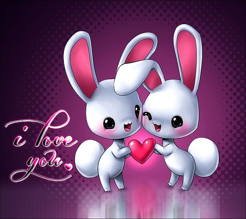 I Love You, cute, flirt, new, nice, rabbits, HD wallpaper