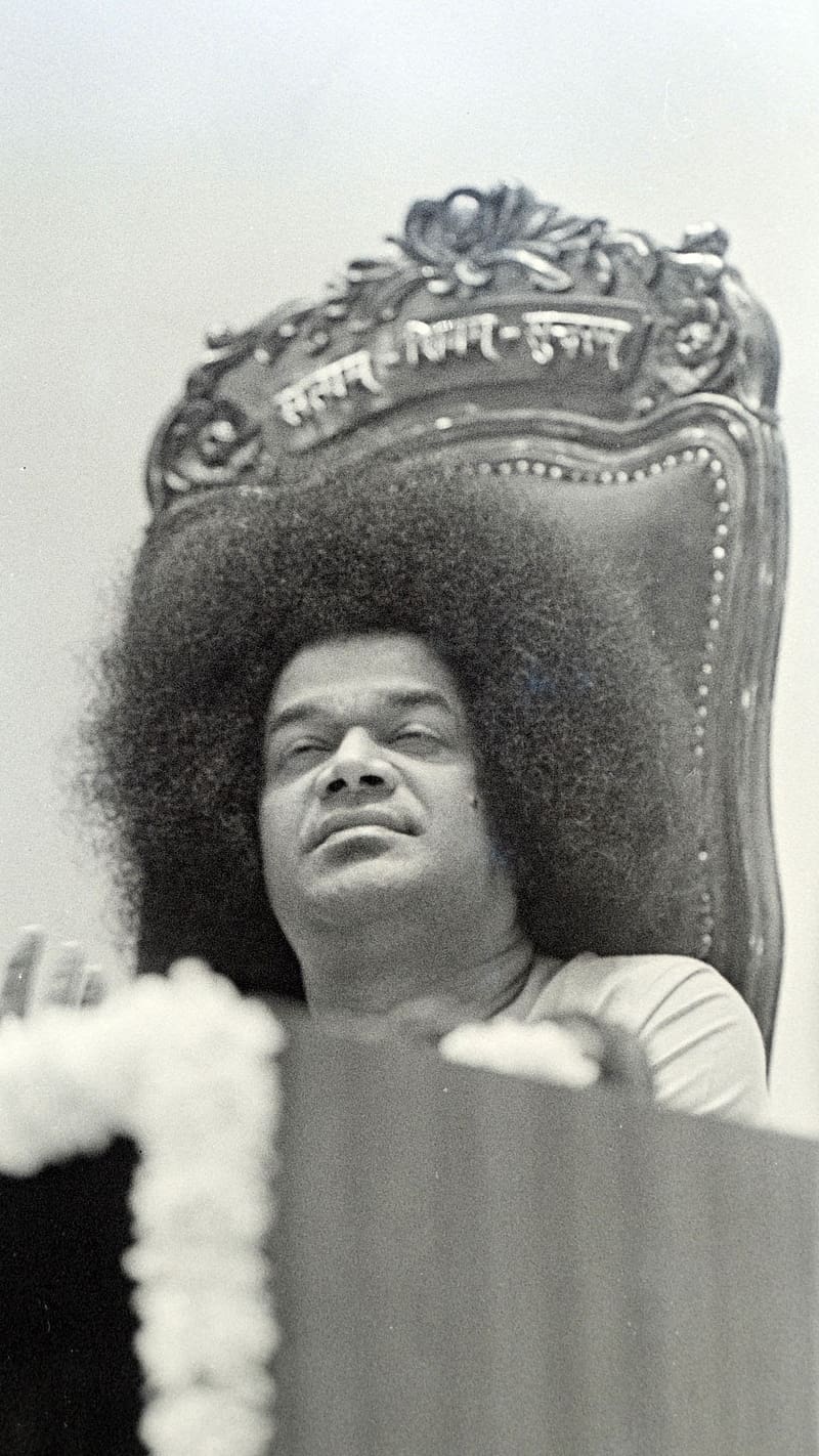 Sri Sathya Sai Baba, Black And White, indian guru, HD phone wallpaper