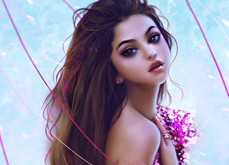 Selena Gomez, art, numyumy, luminos, woman, singer, girl, actress,  painting, HD wallpaper | Peakpx