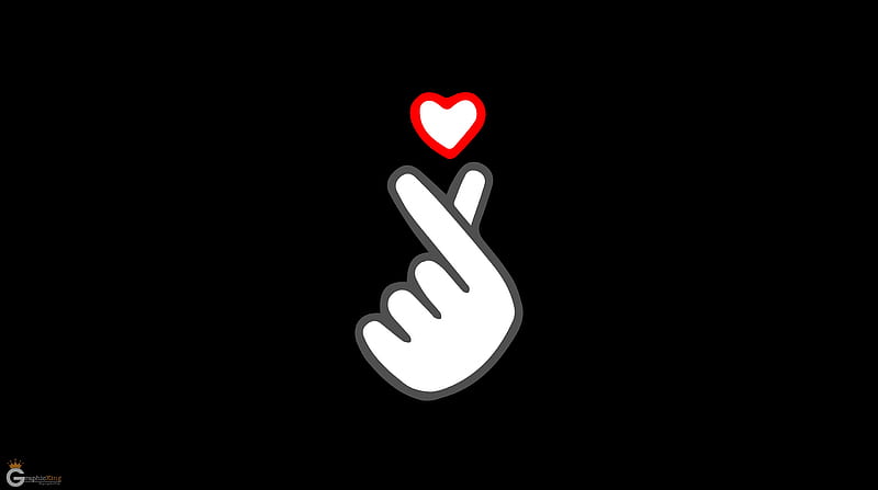 Finger Heart Ultra, Aero, Black, Love, desenho, Hand, Heart, Finger, HD wallpaper