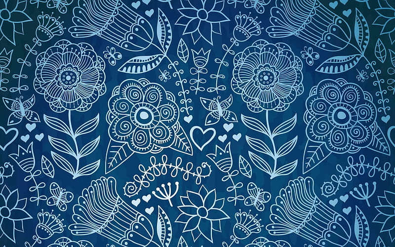 butterfly, flowers, patterns, texture, HD wallpaper