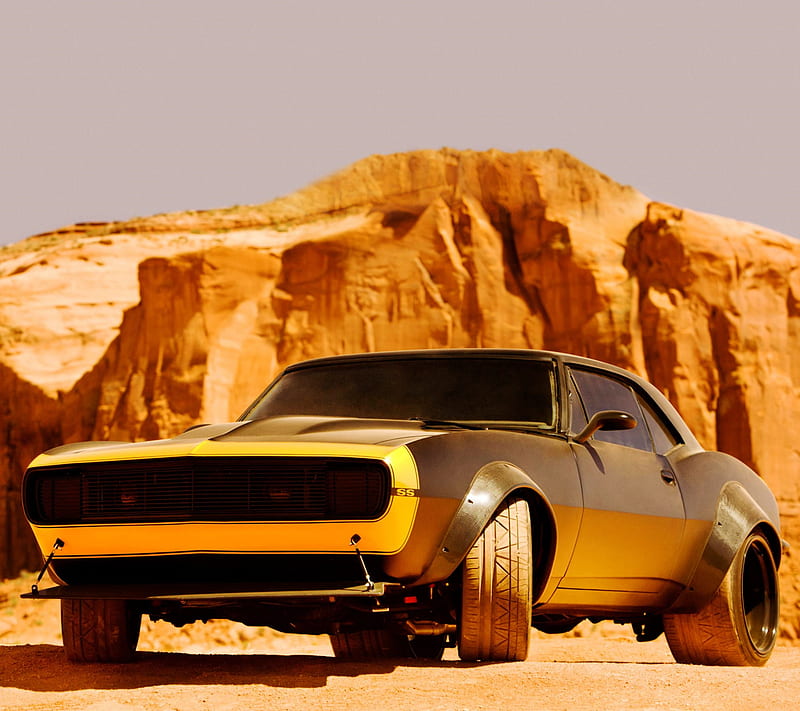 Chevrolet, 1967, camaro, car, cliffs, desert, mountain, muscle car, ss, wheels, HD wallpaper