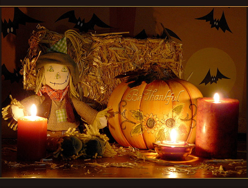 Be Thankful, fall, table, still life, decoration, HD wallpaper
