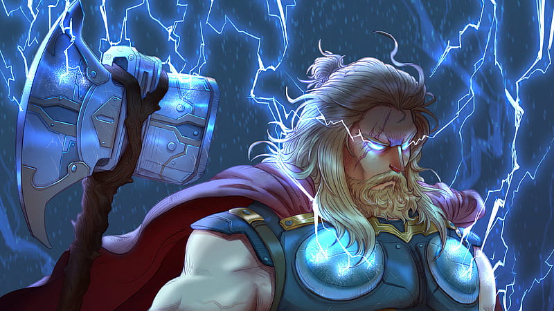 Thor With Two Hammer, thor, superheroes, artwork, digital-art, artstation, HD wallpaper