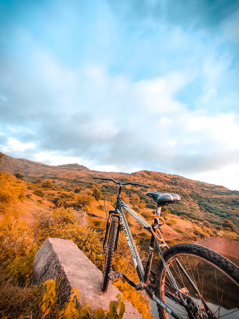 Bicycle, landscapes, mountain, HD phone wallpaper