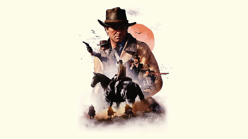 Arthur Morgan, John Marston, video game characters, Red Dead Redemption,  Red Dead Redemption 2, Rockstar Games, Xbox, red, video games