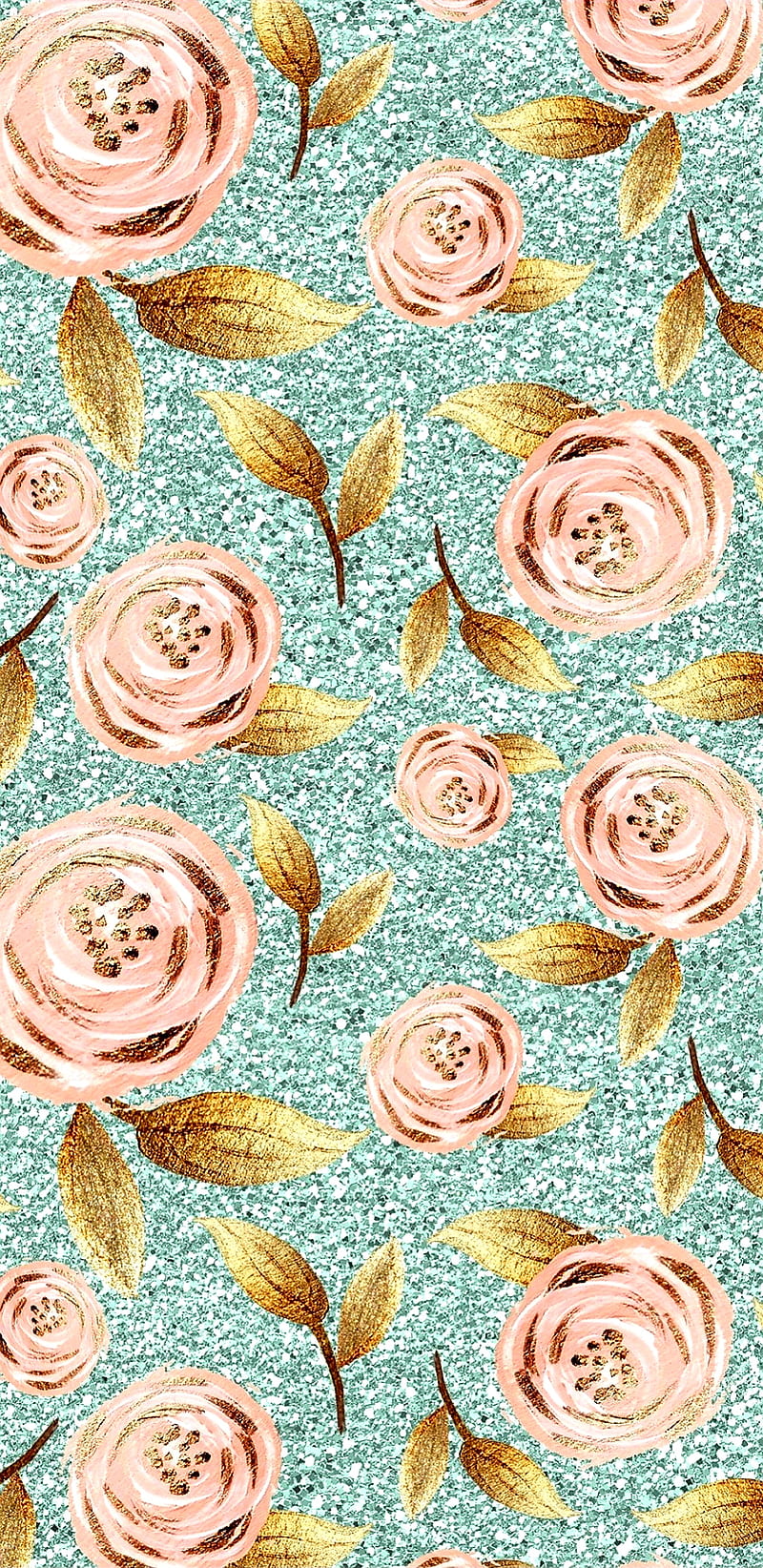 Rose Gold Roses, girly, glitter, pretty, rose gold, teal, HD phone ...