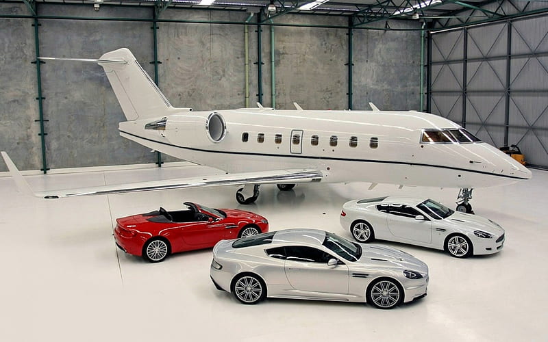 Auto Hangar, private, carros, plane, auto, jet, hangar, luxury, HD wallpaper