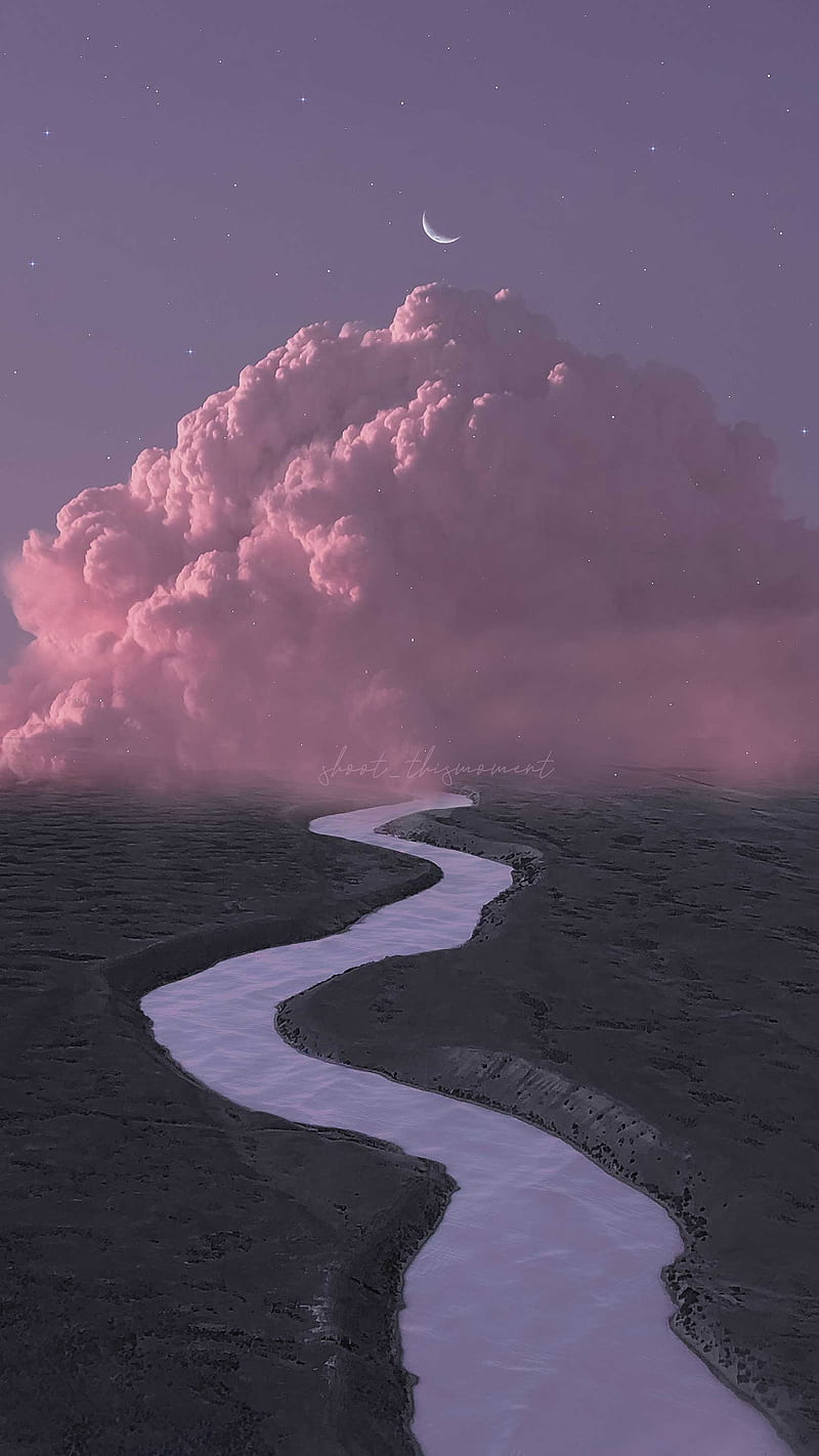 Dreamland, aesthetics, clouds, cloudscape, crescent, crescent moon, dream, dreamy, magic, magical, moon, moon art, pink, pink aesthetics, pink clouds, pink sky, purple, shoot_thismoment, soft aesthetics, stars, surreal, surreal landscape, surrealism, trippy, vaporart, vaporwave, HD phone wallpaper