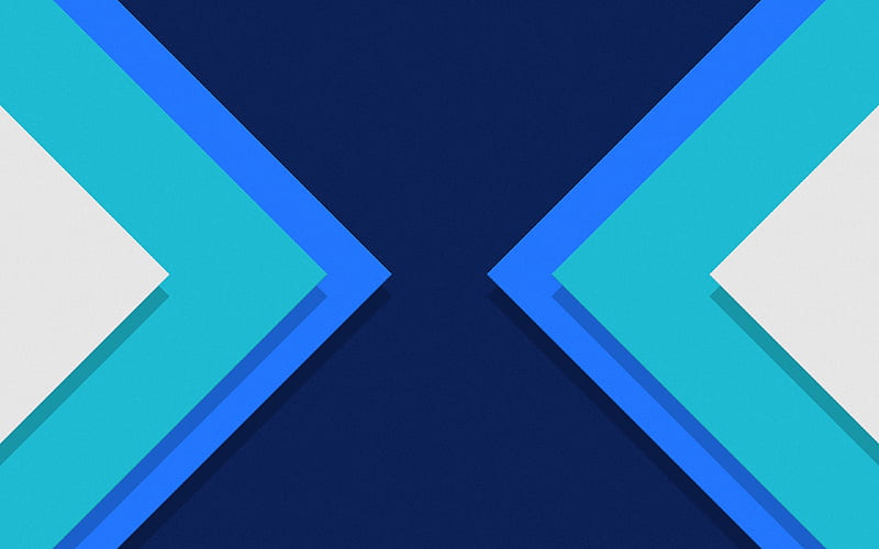 blue abstraction, backgrounds, material design, blue triangles, HD wallpaper
