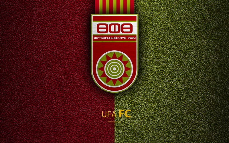 FC UFA logo, Russian football club, leather texture, Russian Premier League, football, Ufa, Russia, HD wallpaper