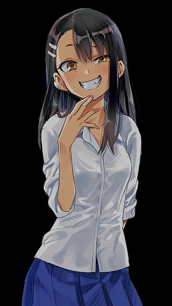 Wallpaper girl, smile, positive, anime, black background, back for mobile  and desktop, section сёнэн, resolution 1920x1080 - download