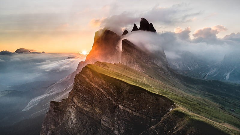 Dolomites Mountain Range Sony Bravia Tv Original OLED, mountains, nature, HD wallpaper