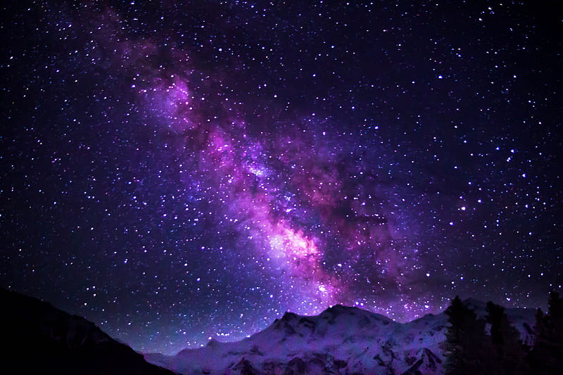 Galaxy Milky way, color, milky way, mountains, purple, space, universe, HD  wallpaper | Peakpx