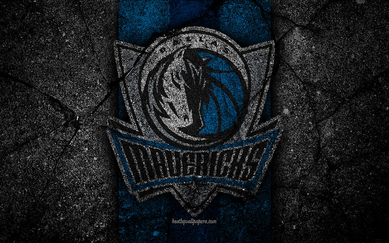 Dallas Mavericks, NBA logo, black stone, basketball, Western Conference, asphalt texture, USA, creative, basketball club, Dallas Mavericks logo, HD wallpaper