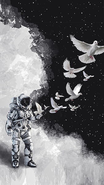 Astropigeon, Circlestances, abstract, art, astronaut, banksy, digitalart,  pigeons, HD phone wallpaper | Peakpx