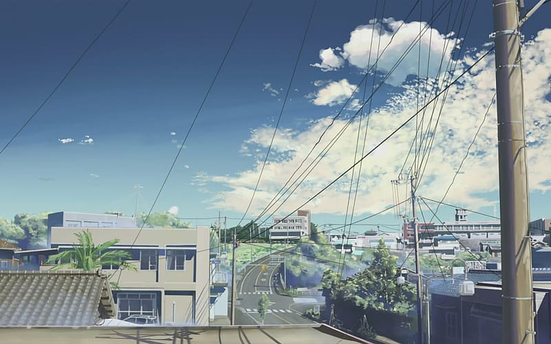 Anime, Sky, City, Wire, Urban, 5 Centimeters Per Second, HD wallpaper