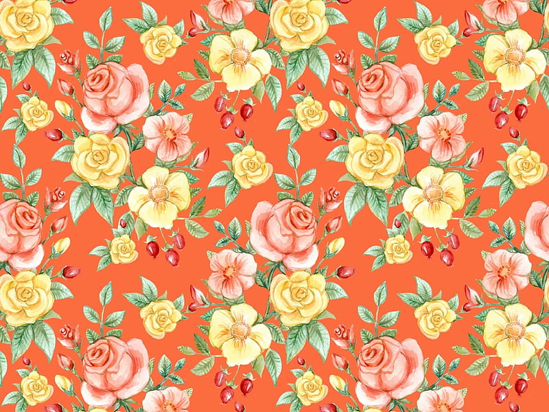 Texture, red, pattern, orange, rose, yellow, berry, flower, paper, pink, HD wallpaper
