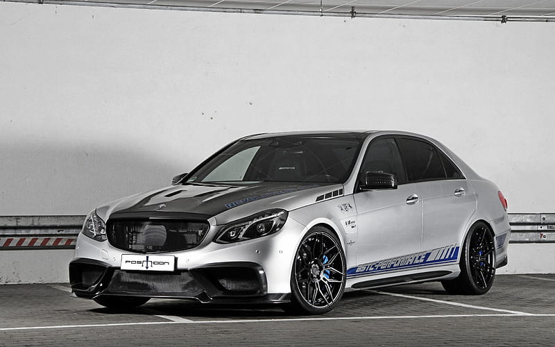 Mercedes-Benz E-Class, AMG, Posaidon, W212, silver Mercedes, tuning E-Class, black wheels, German cars, Mercedes, HD wallpaper