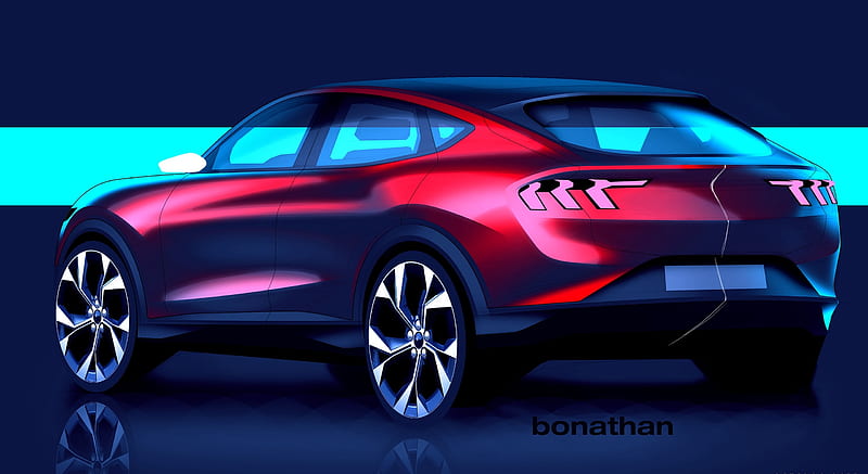 2021 Ford Mustang Mach-E Electric SUV - Design Sketch , car, HD wallpaper