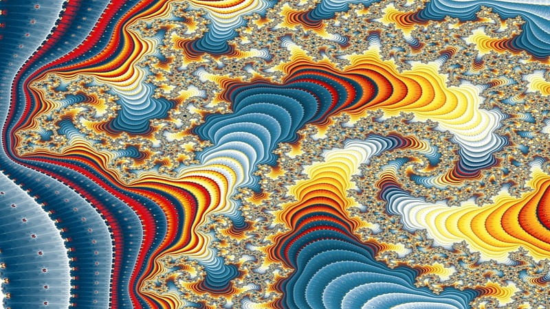 Psychedelic Stream, stream, psicodelia, orange, bright, yellow, colors ...