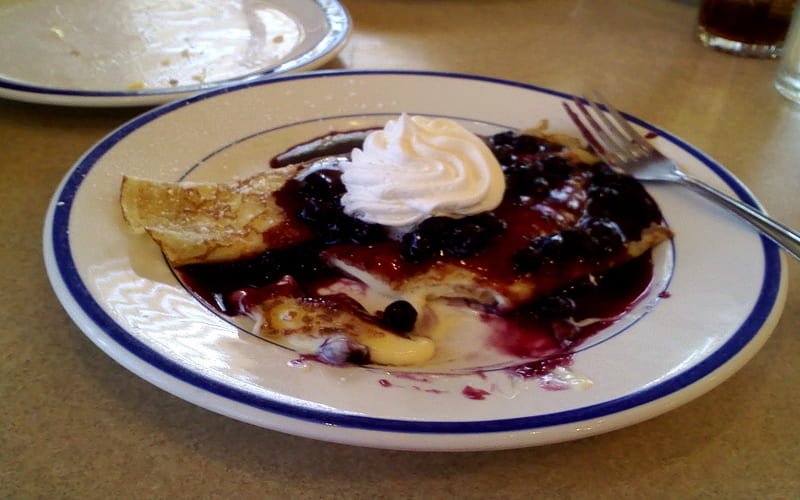 Blueberry Crepe, Whip Cream, Crepe, Blueberry, Food, HD wallpaper