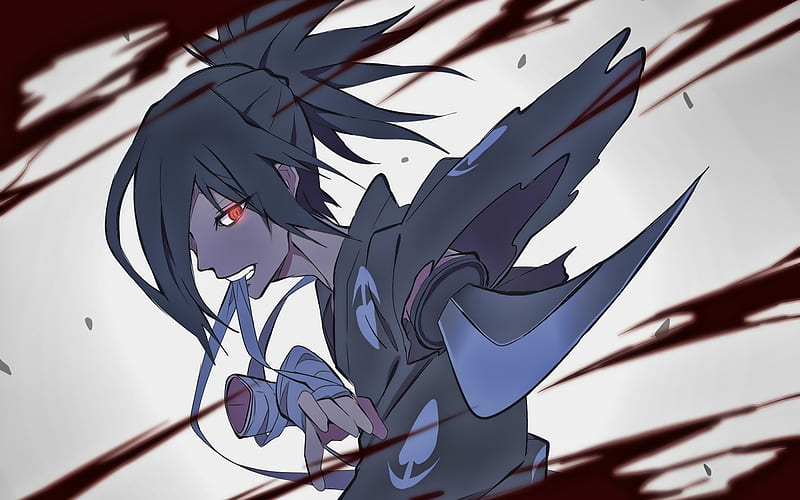 red eyes, anime, Dororo, Hyakkimaru, sword, digital art