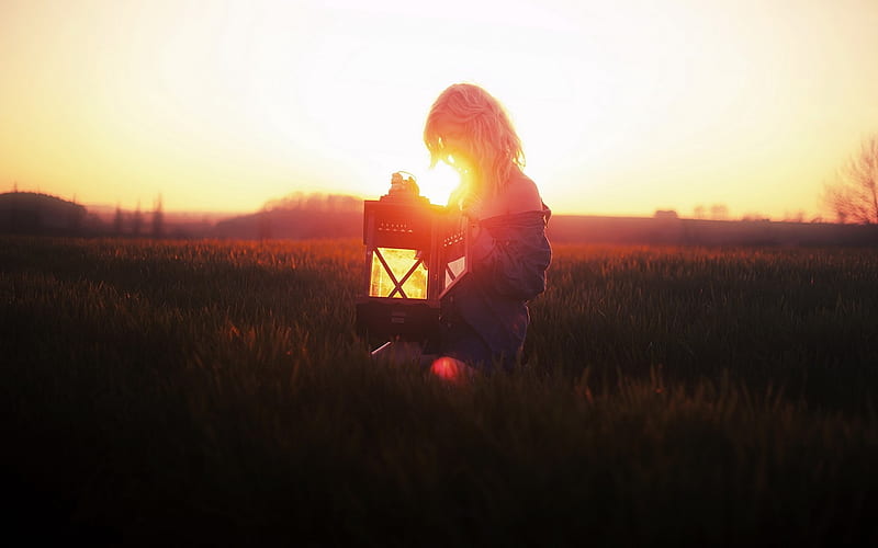 Blonde woman in a dress holds a lantern in a field at sunset, blonde woman, dress, sun, woman, sunset, blonde, golden hour, grass, gold, field, sky, lantern, HD wallpaper