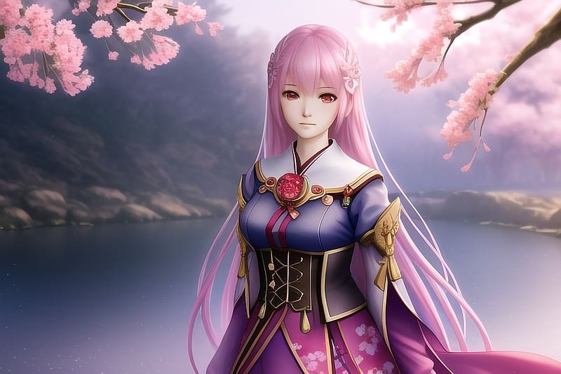 Sakura, lany, Szep, portre, HD wallpaper