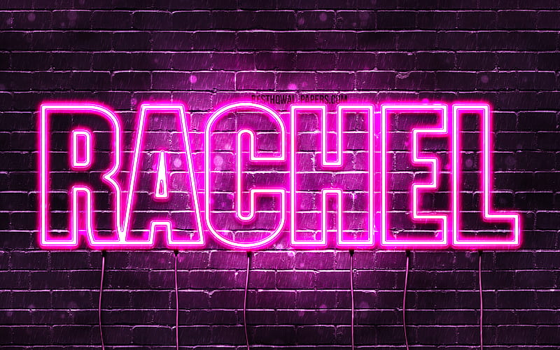 Rachel with names, female names, Rachel name, purple neon lights, horizontal text, with Rachel name, HD wallpaper