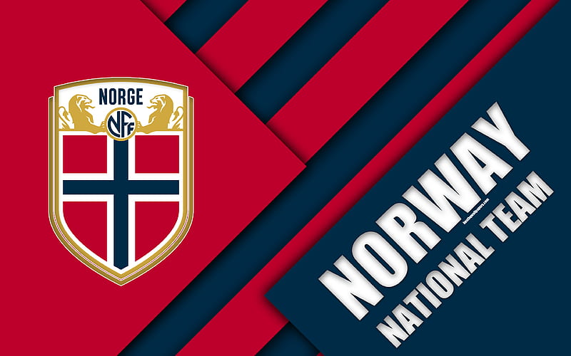 Norway national football team emblem, material design, violet blue abstraction, logo, football, Norway, coat of arms, HD wallpaper