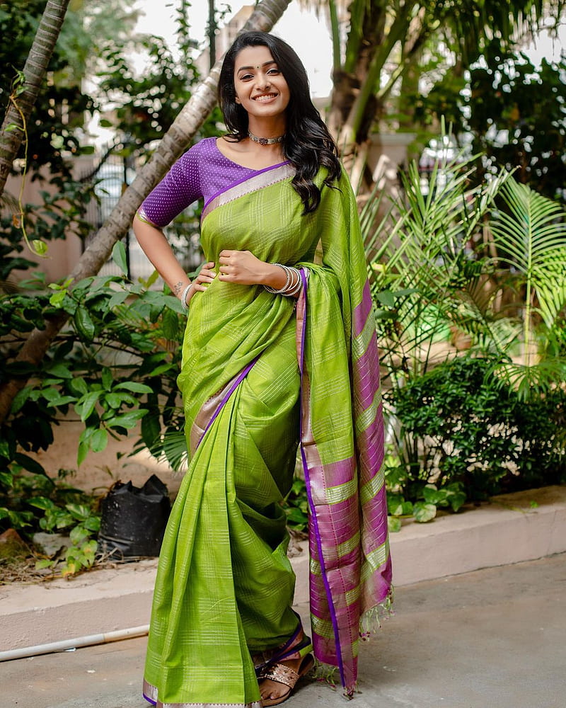 priya bhavani shankar, sari, sleeve, HD phone wallpaper