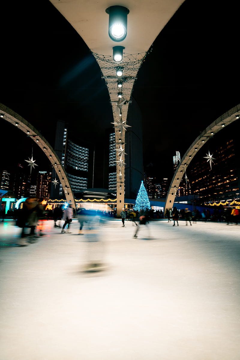 ice rink, people, blur, long exposure, HD phone wallpaper