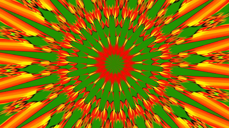 artistic green and yellow colors digital art kaleidoscope abstract, HD wallpaper