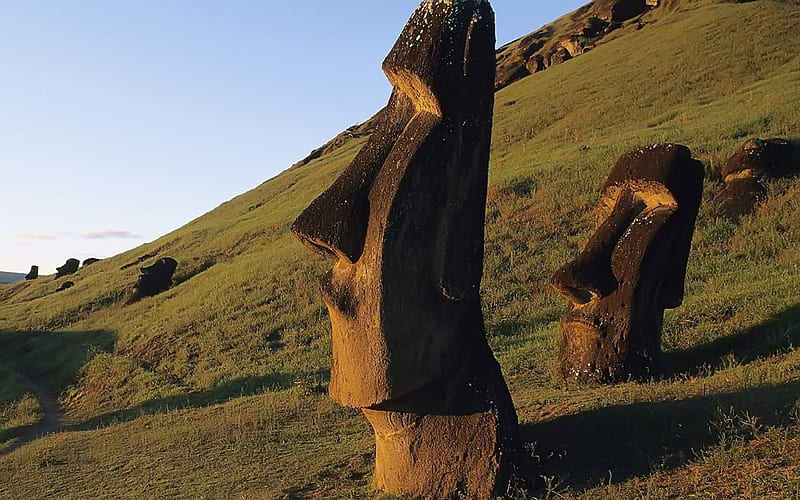 moai statues, face, stone, HD wallpaper