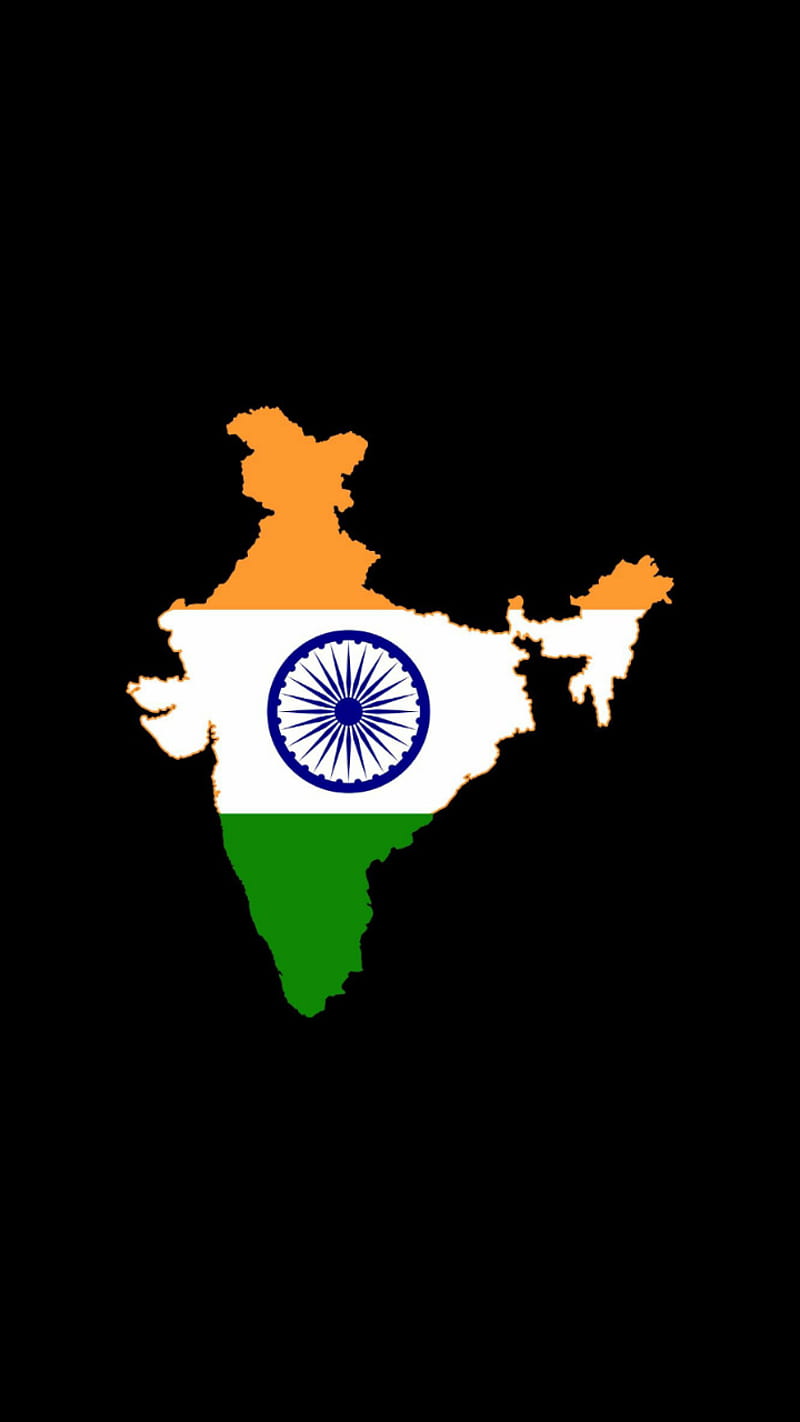 Minimal India, black, amoled, flag, indian, cricket, buddha, world, dark, HD phone wallpaper