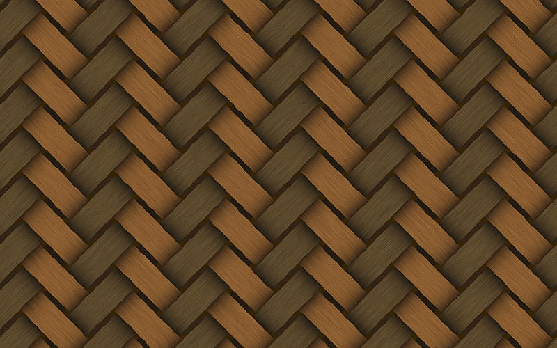 wooden weaving texture, macro, wickerwork, wooden backgrounds, wooden textures, brown background, brown wood, HD wallpaper