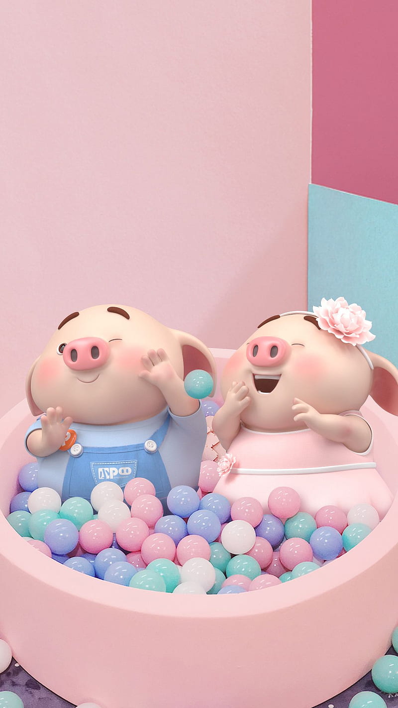 Little pig, cartoon pig, pig p, HD phone wallpaper | Peakpx