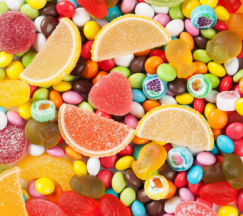 Candy, colorful, jelly, orange, sugar, sweets, yellow, HD wallpaper