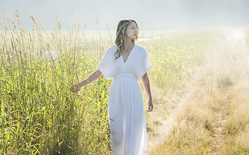 Hollywood, Melissa Benoist, 2017, white dress, american actress, beauty, HD wallpaper