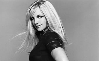 Britney Spears, American singer portrait, monochrome, blonde, american celebrities, HD wallpaper