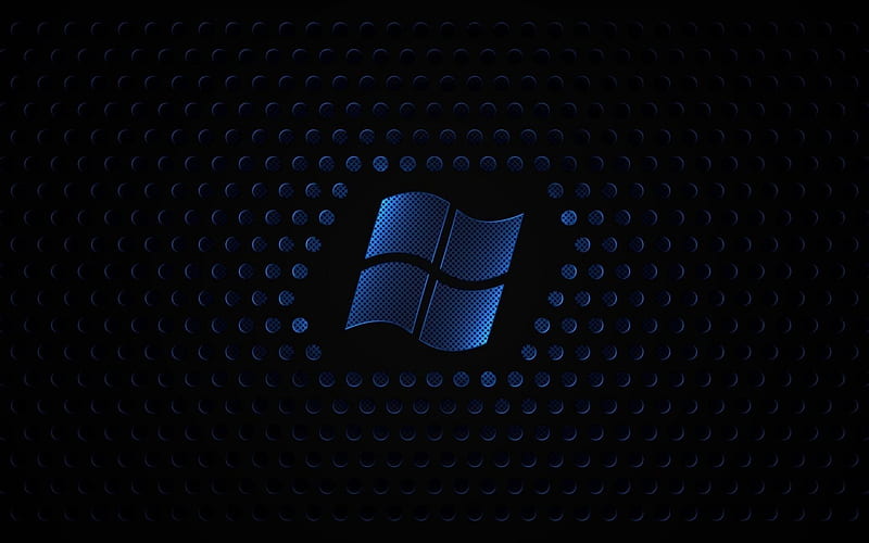Windows, logo, blue metal, creative, HD wallpaper