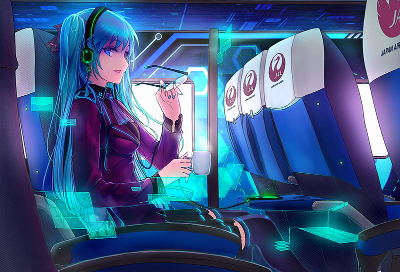 Travel, plane, vocaliod anime, HD wallpaper