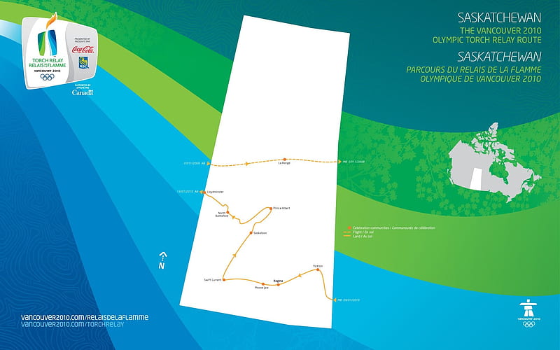 2010 Olympic torch relay route in Saskatchewan, HD wallpaper