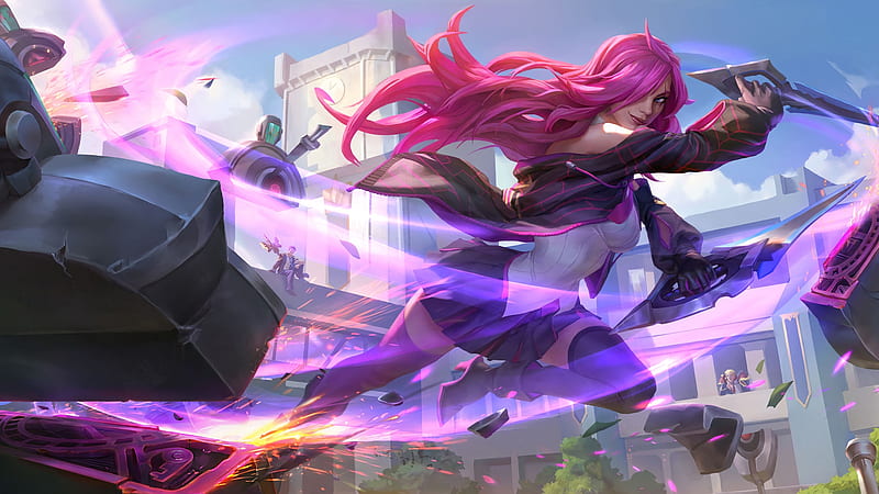 Cabello Rosado Katarina Leyendas De Runeterra Fondo De Pantalla Hd