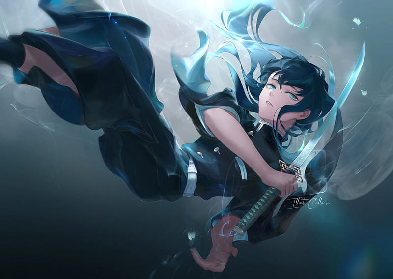 Anime girl, falling down, bubbles, underwater, Anime, HD phone wallpaper