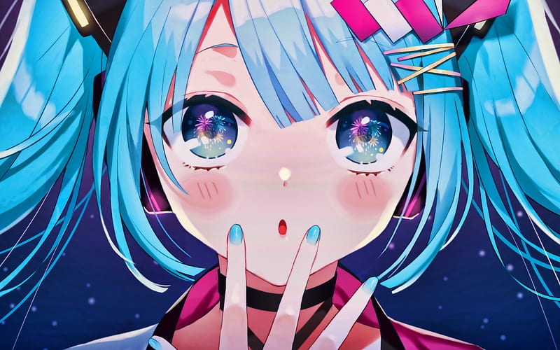 Hatsune Miku, portrait, Vocaloid Characters, girl with blue hair, manga, Vocaloid, Miku Hatsune, HD wallpaper