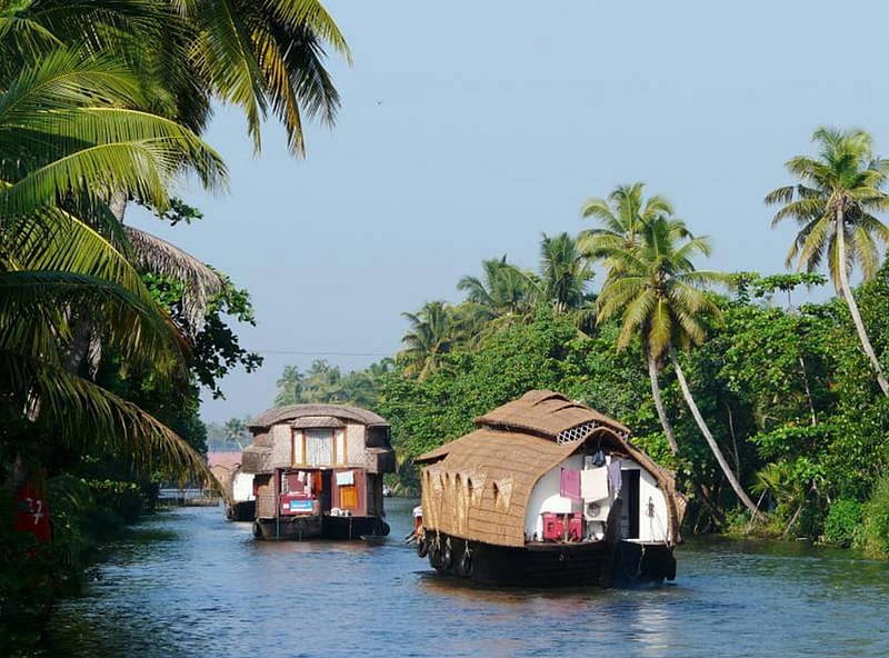 Houseboats in Africa, houseboats, meandering, river, Africa, HD wallpaper