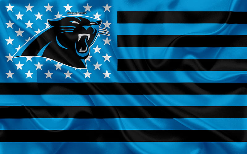 Carolina Panthers, American football team, creative American flag, blue black flag, NFL, Charlotte, North Carolina, USA, logo, emblem, silk flag, National Football League, American football, HD wallpaper