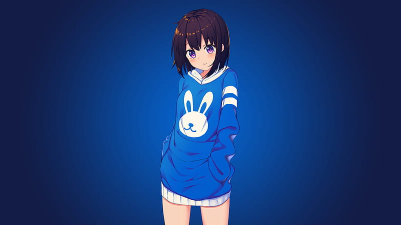 Blue Bunny Girl Anime , anime-girl, anime, artist, artwork, digital-art, HD wallpaper
